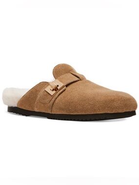 New Steve Madden Money F Leather Faux Fur Slop on Clogs